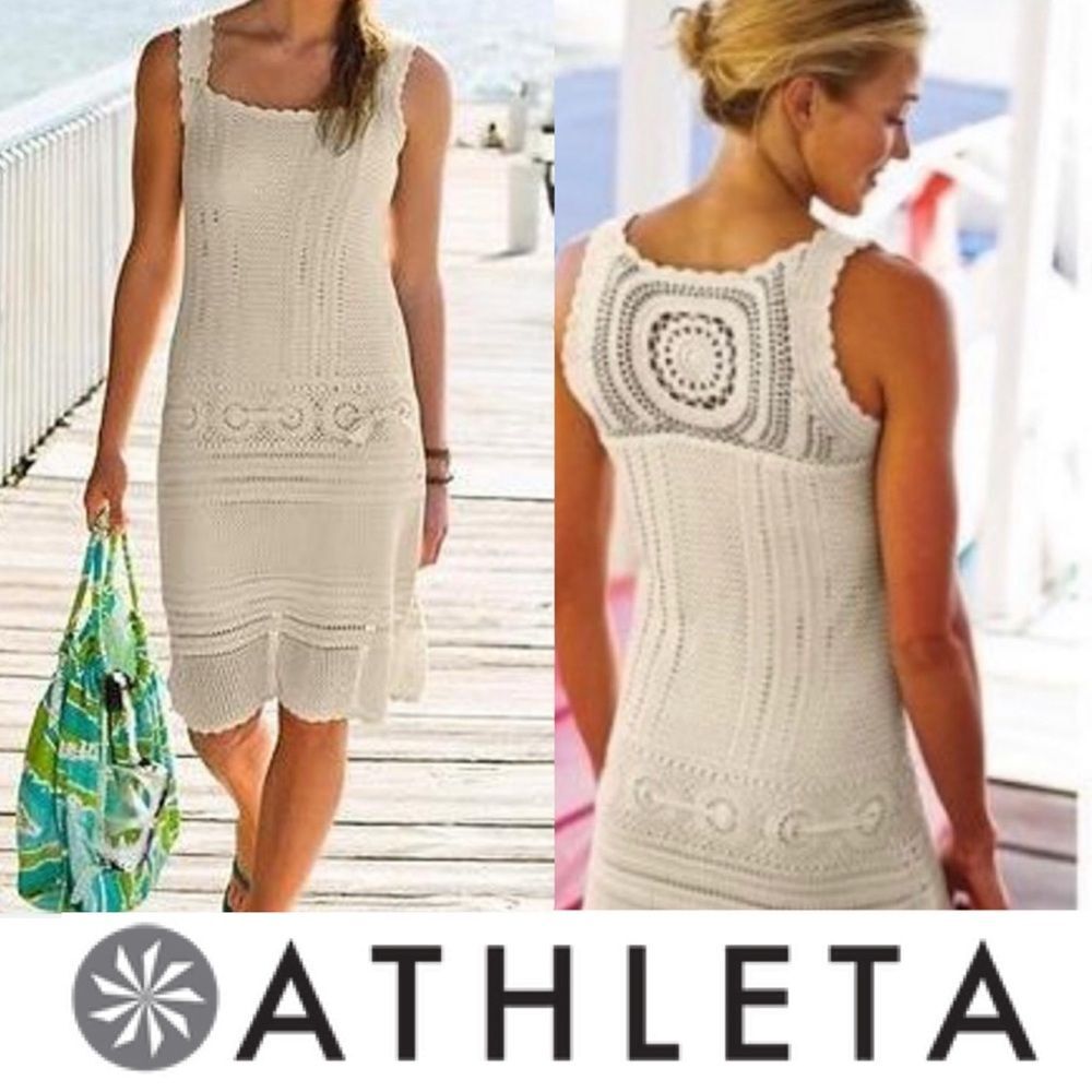 NWOT Athleta Ivory Crochet Dress
Small Lined Boho Festival Knit Medallion